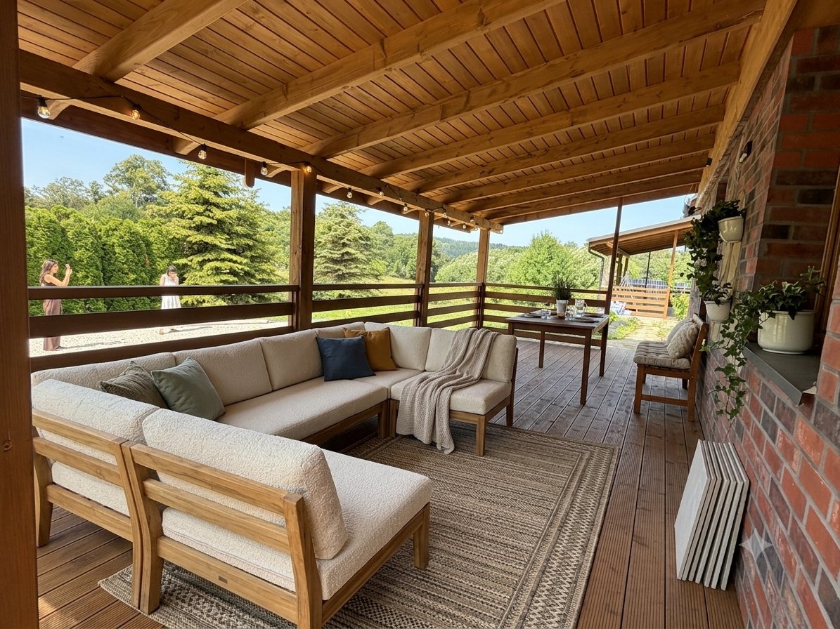 Covered terrace and garden